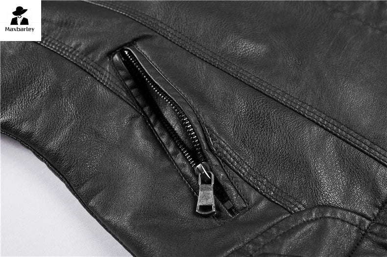 Women’s Vintage Hooded Faux Leather Jacket – Slim-Fit Detachable PU Motorcycle Coat
