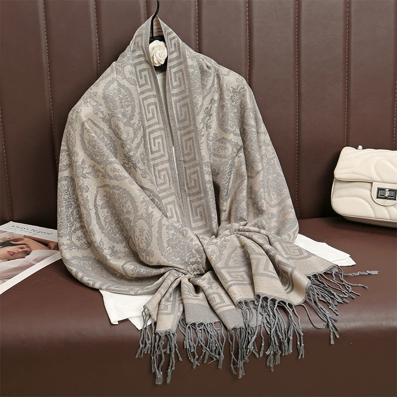 2025 Luxury Thick Cashmere Scarf for Women – Printed Pashmina Wrap, Travel Poncho & Warm Winter Shawl