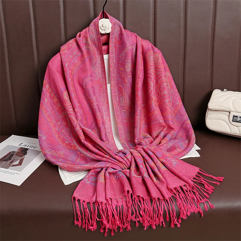 Women’s Paisley Cashmere-Feel Pashmina Shawl 