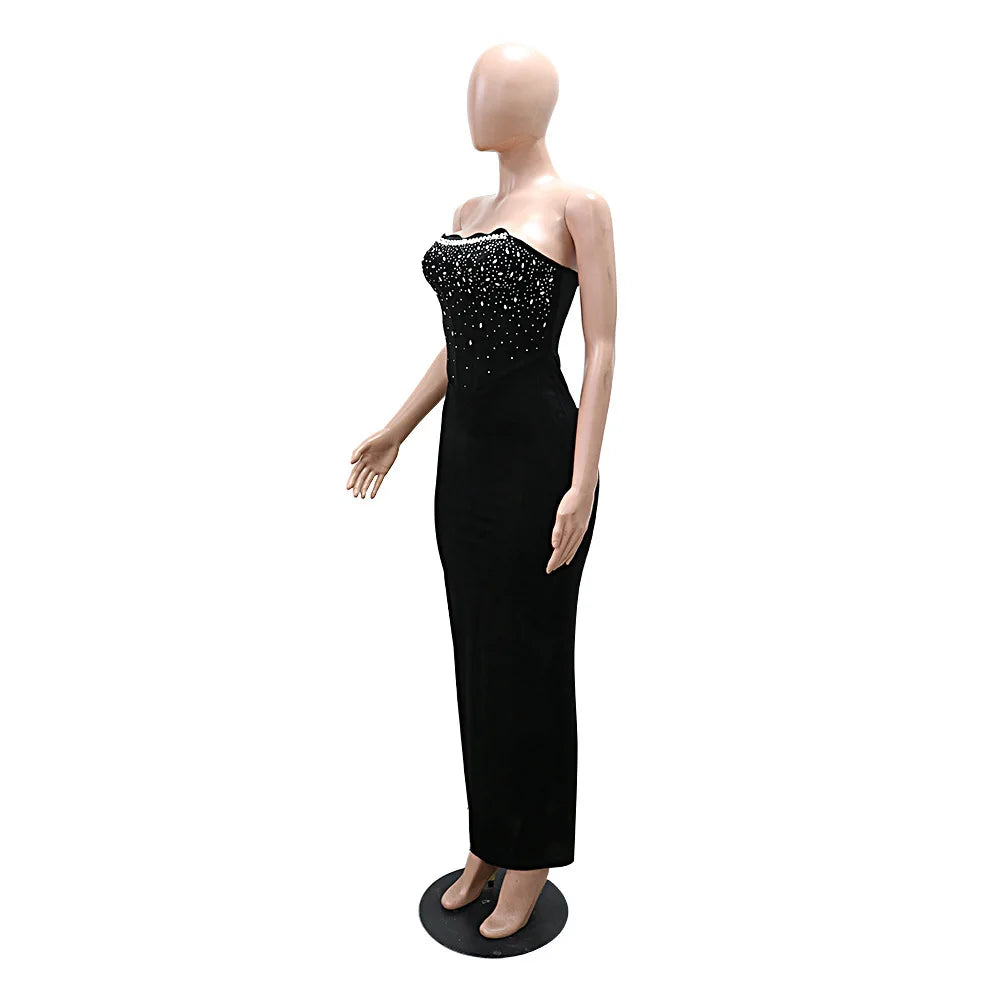 Elegant Dress Women For Wedding Party Dresses Sexy Split Evening Dress Rhinestone Cocktail Birthday Holiday Prom Dresses XSY031