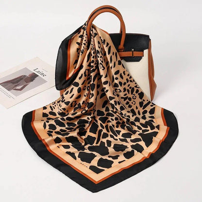 Luxury Print Satin Silk Square Scarf for Women Shawl Hijab Neckerchief Female Hair Ribbon Headband Fashion Wrap Bandana 2023 New l F.A Mirage