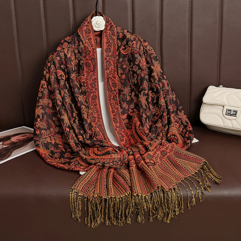 Tassel Blanket Design Thick Pashmina – New Winter Warm Shawl Wrap & Cashmere Scarf for Women 2025