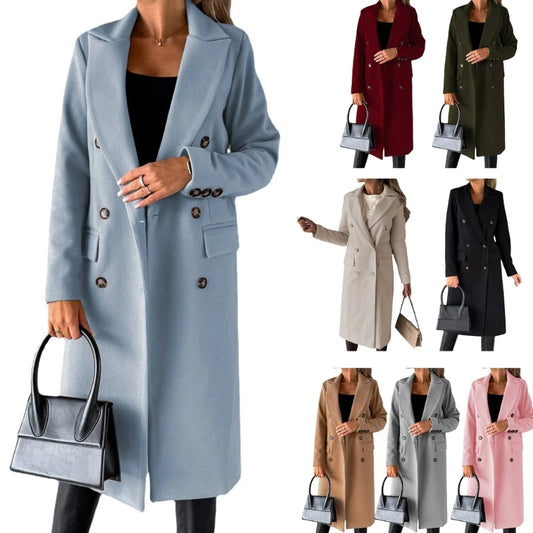 Women’s Wool Blend Double-Breasted Overcoat