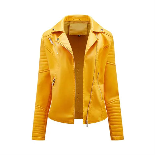 2025 Women’s Faux Leather Biker Jacket – Casual PU Zip-Up Coat S–XXXL