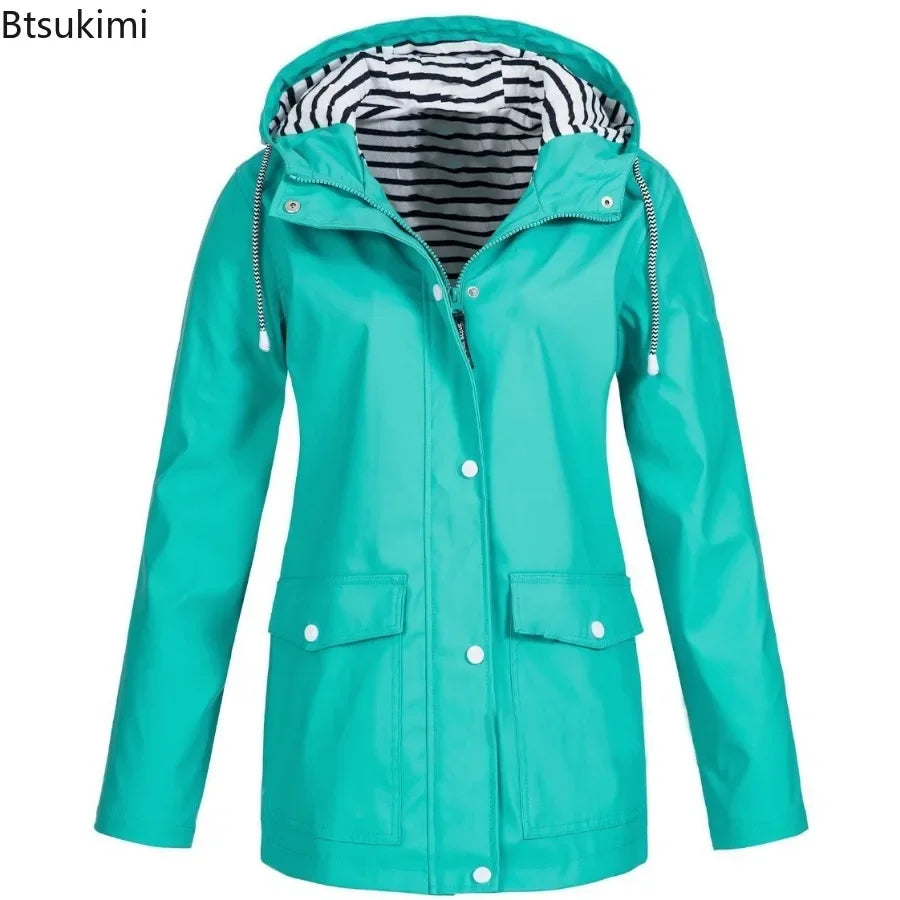 2025 Women’s Hooded Trench Coat – Casual Long Sleeve Windbreaker