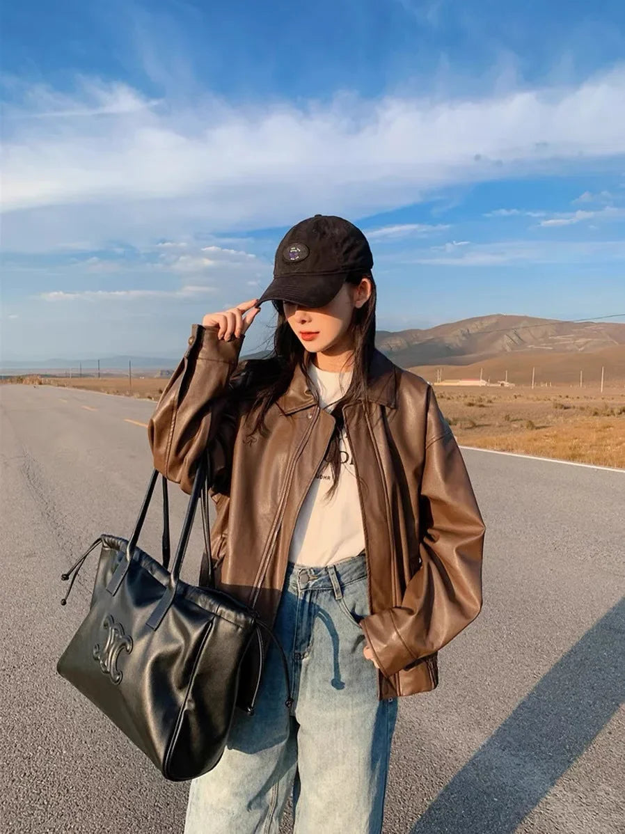 Brown American Vintage Motorcycle Jacket