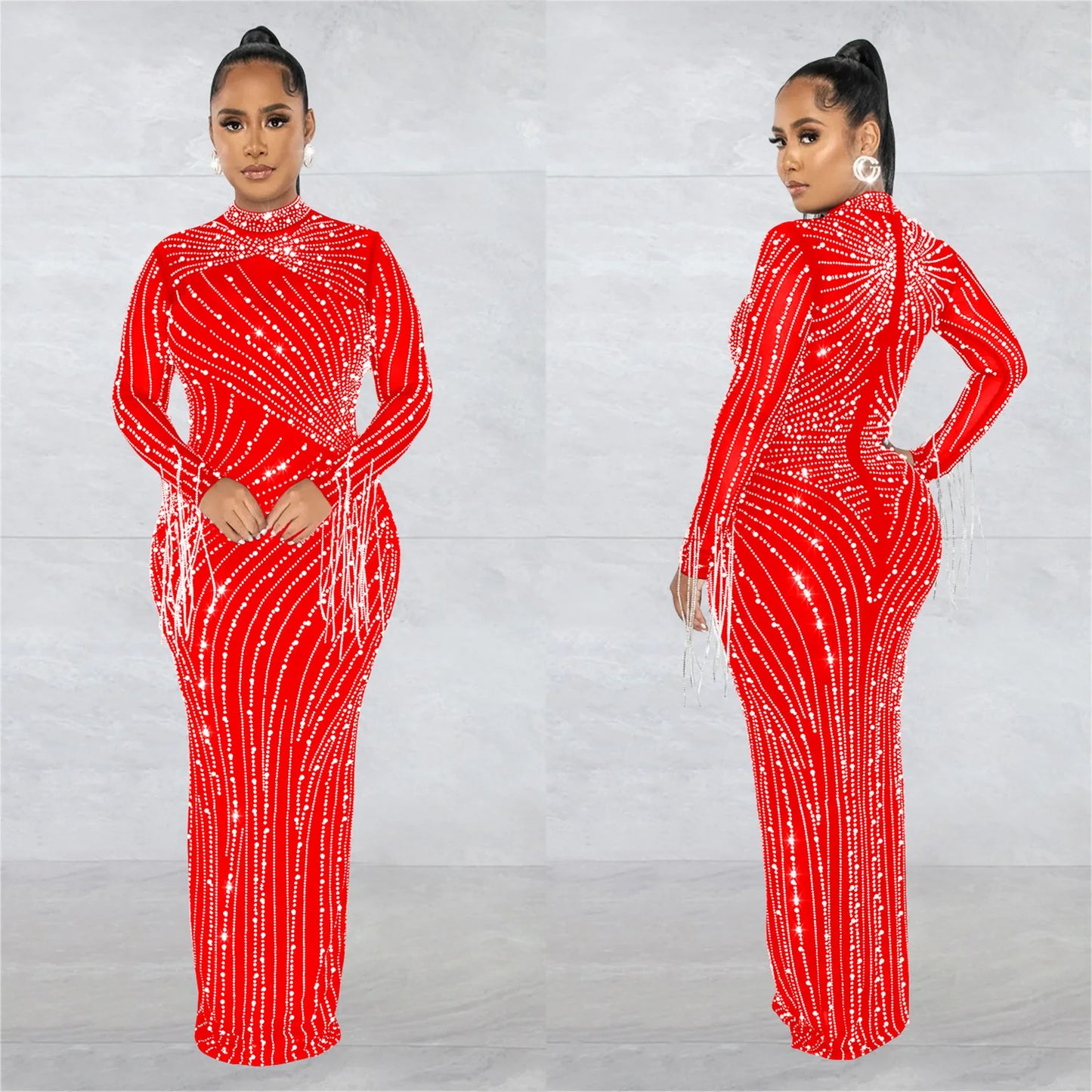 Sparkly Rhinestone Transparent Long party dress 