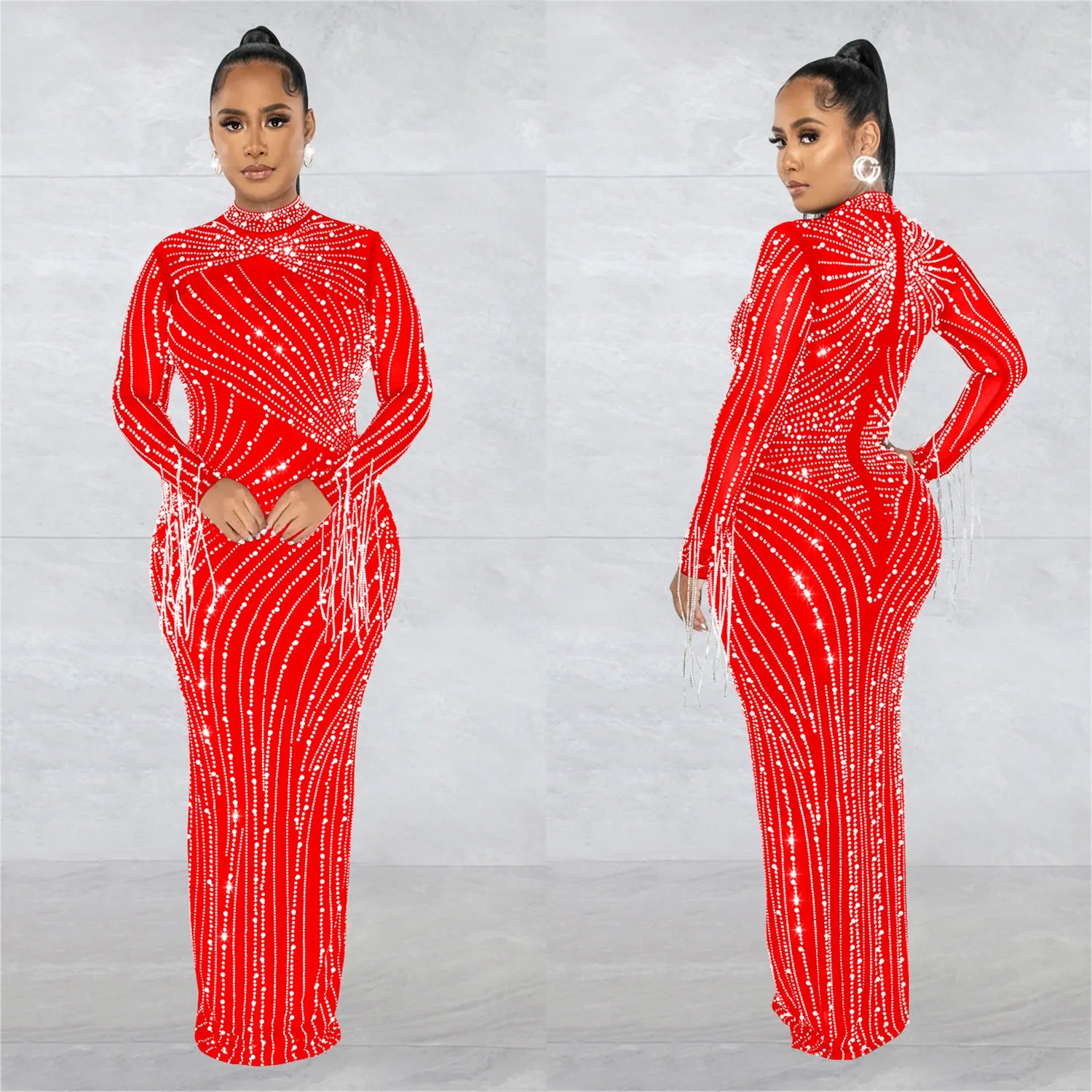 Sparkly Rhinestone Transparent Long party dress 