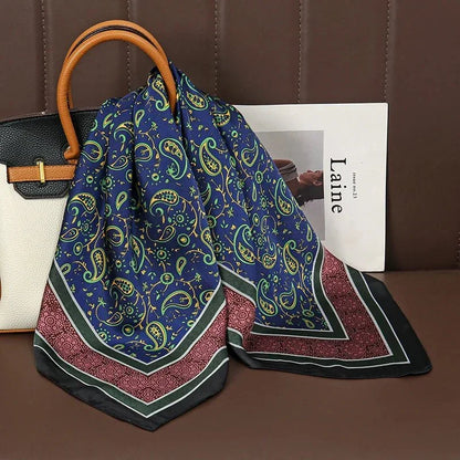 Luxury Print Satin Silk Square Scarf for Women Shawl Hijab Neckerchief Female Hair Ribbon Headband Fashion Wrap Bandana 2023 New l F.A Mirage