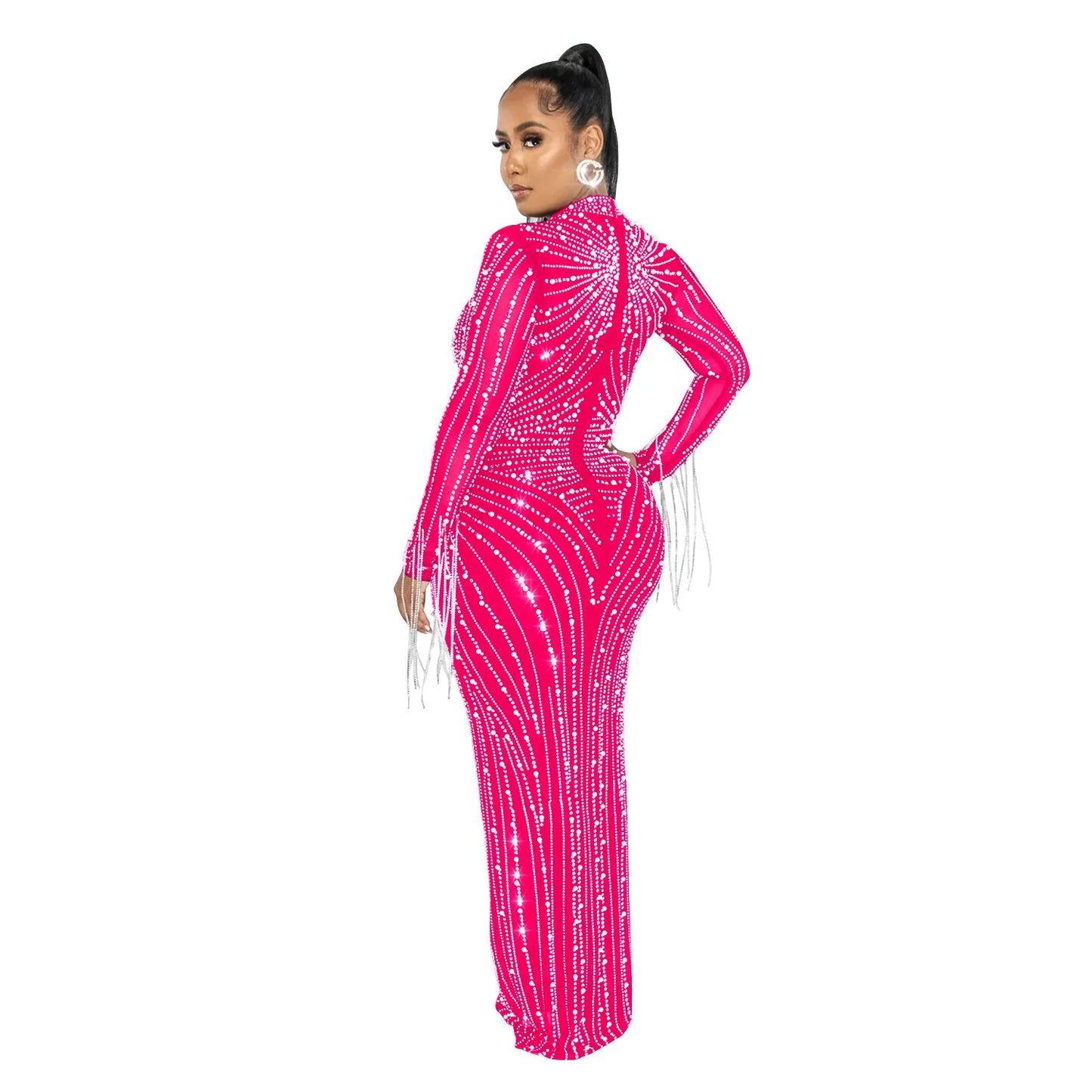 Sparkly Rhinestone Transparent Long party dress