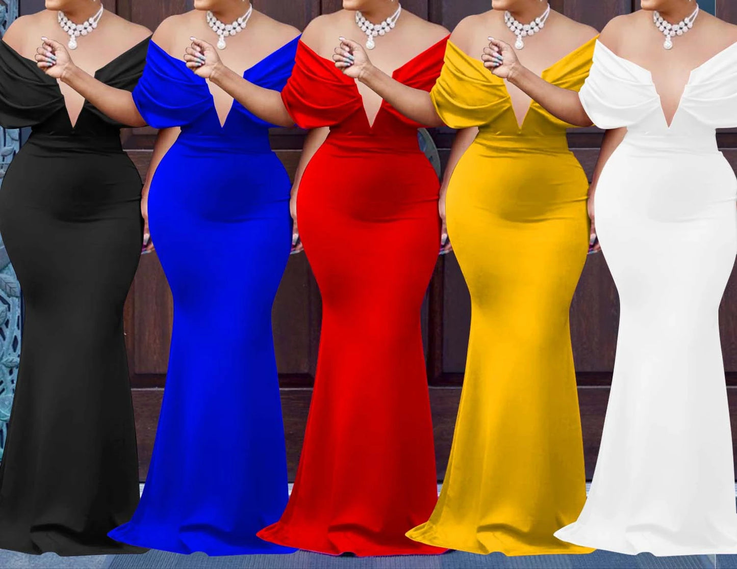 Women Sleeveless Bodycon V-neck Off The Shoulder Elegant Party Dresses