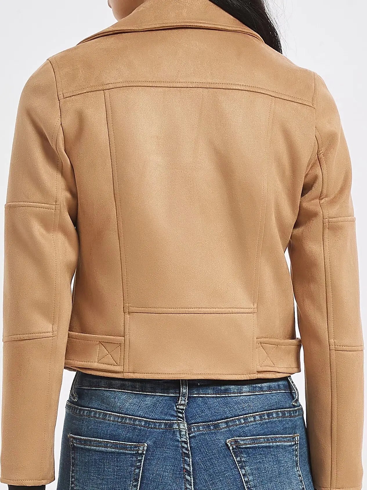 Womens Fashion Soft Faux Suede Leather Jackets 