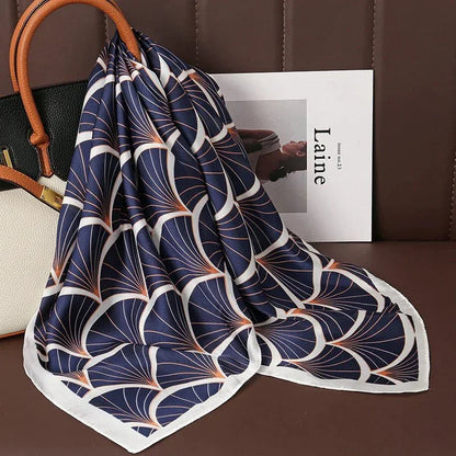 Luxury Print Satin Silk Square Scarf for Women Shawl Hijab Neckerchief Female Hair Ribbon Headband Fashion Wrap Bandana 2023 New l F.A Mirage