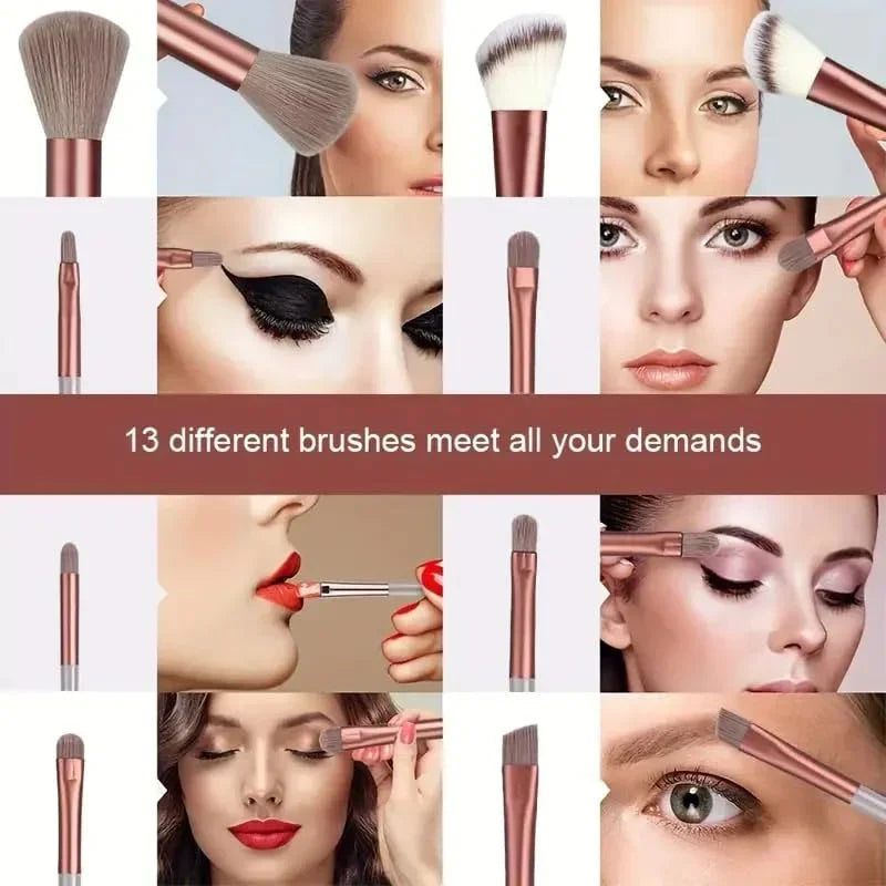 13-Piece Colorful Makeup Brush Set – Soft Brushes for Eye Shadow, Foundation, Blush & More