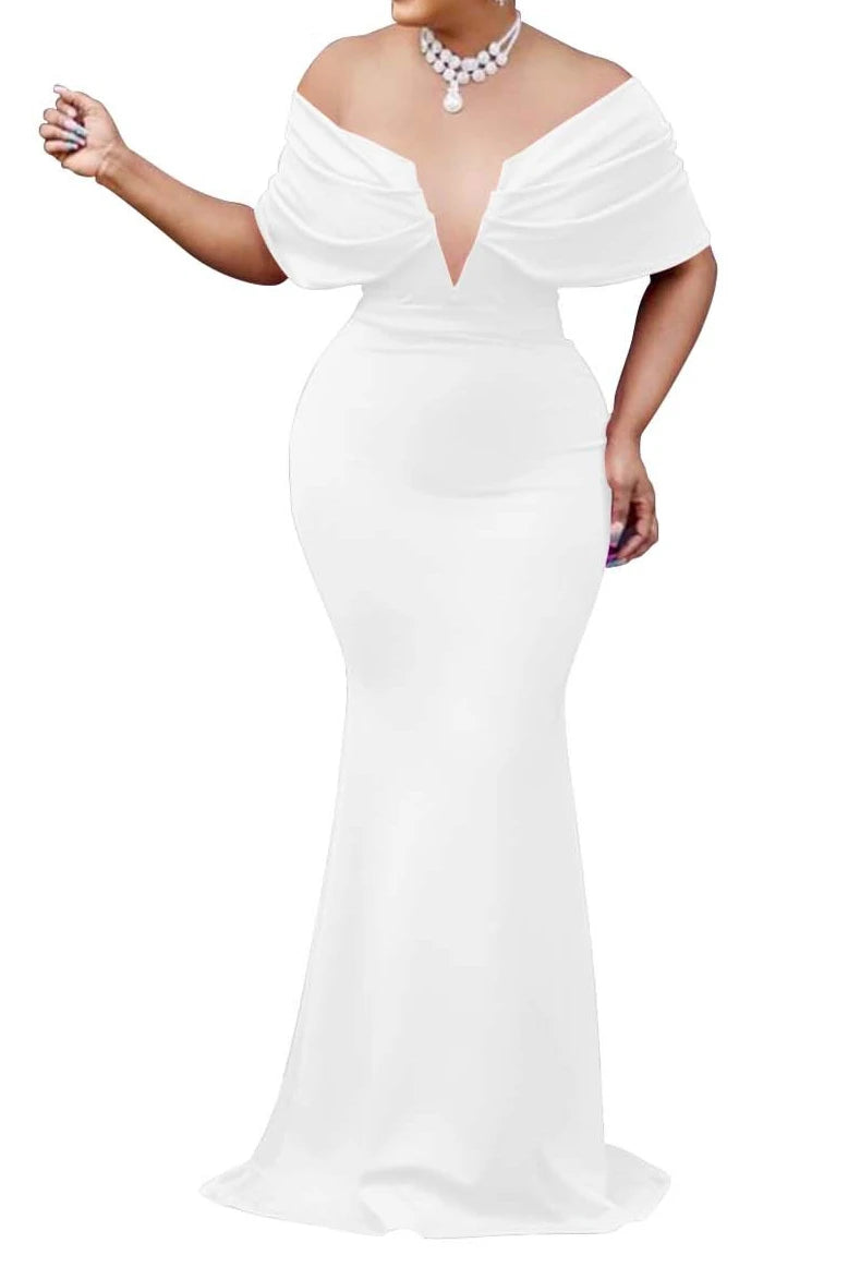 Women Sleeveless Bodycon V-neck Off The Shoulder Elegant Party Dresses