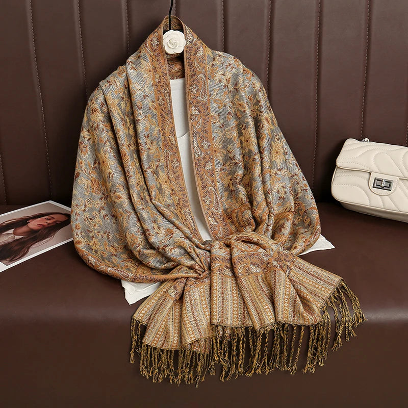 Luxury Brand Autumn Cashmere Pashmina Shawl – Warm Winter Printed Wrap & Cotton Scarf 2025
