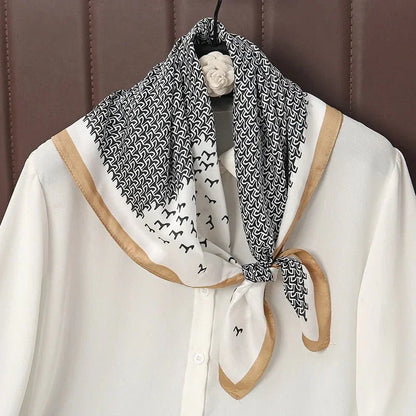 Luxury Print Satin Silk Square Scarf for Women Shawl Hijab Neckerchief Female Hair Ribbon Headband Fashion Wrap Bandana 2023 New l F.A Mirage
