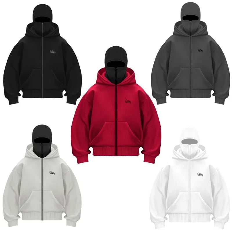 Y2K Vintage Oversized Zip-Up Hoodie – Gothic Streetwear for Men & Women