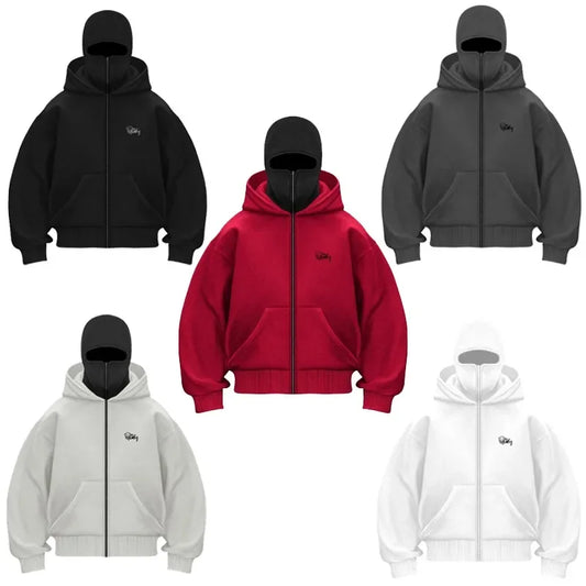 Y2K Vintage Oversized Zip-Up Hoodie – Gothic Streetwear for Men & Women