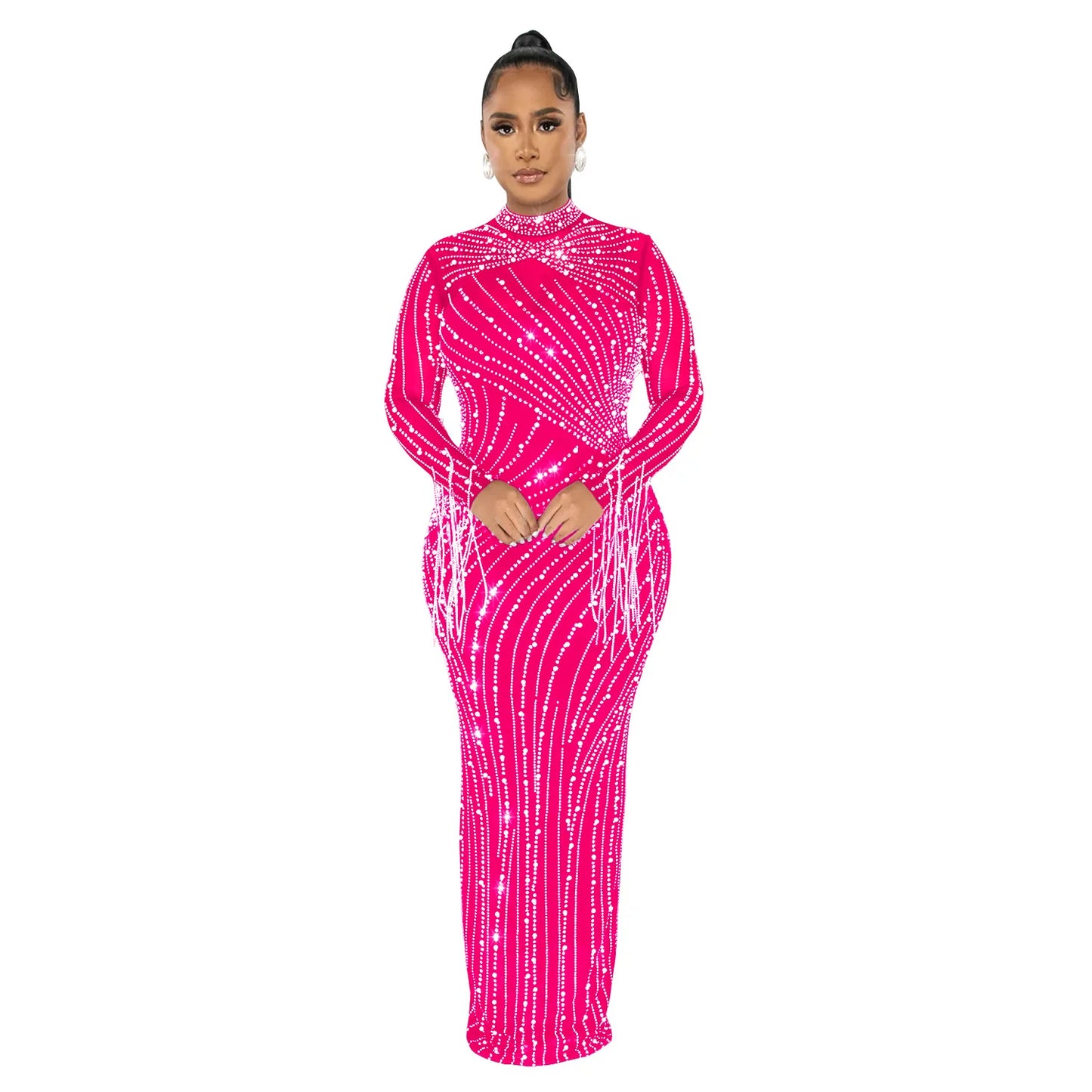Sparkly Rhinestone Transparent Long party dress
