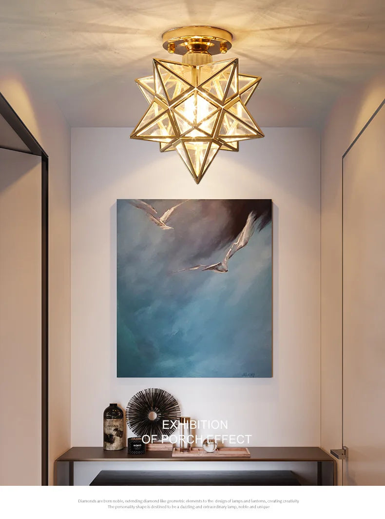 Lamps for Living Room Decor Five-pointed chandelier Modern Balcony Corridor Porch Fashion Network Red Star  Ceiling Light