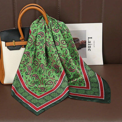 Luxury Print Satin Silk Square Scarf for Women Shawl Hijab Neckerchief Female Hair Ribbon Headband Fashion Wrap Bandana 2023 New l F.A Mirage