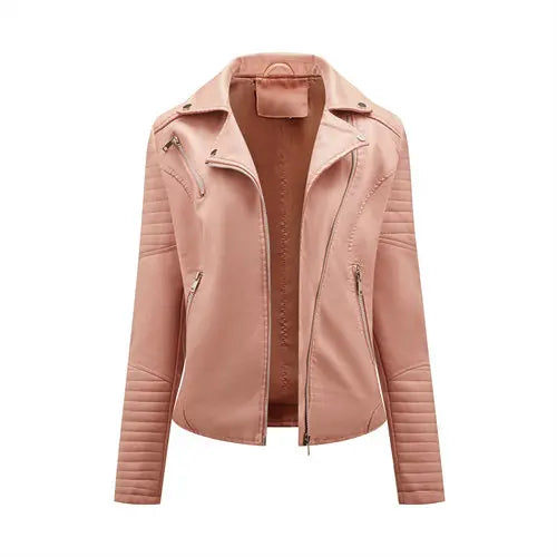 2025 Women’s Faux Leather Biker Jacket – Casual PU Zip-Up Coat S–XXXL