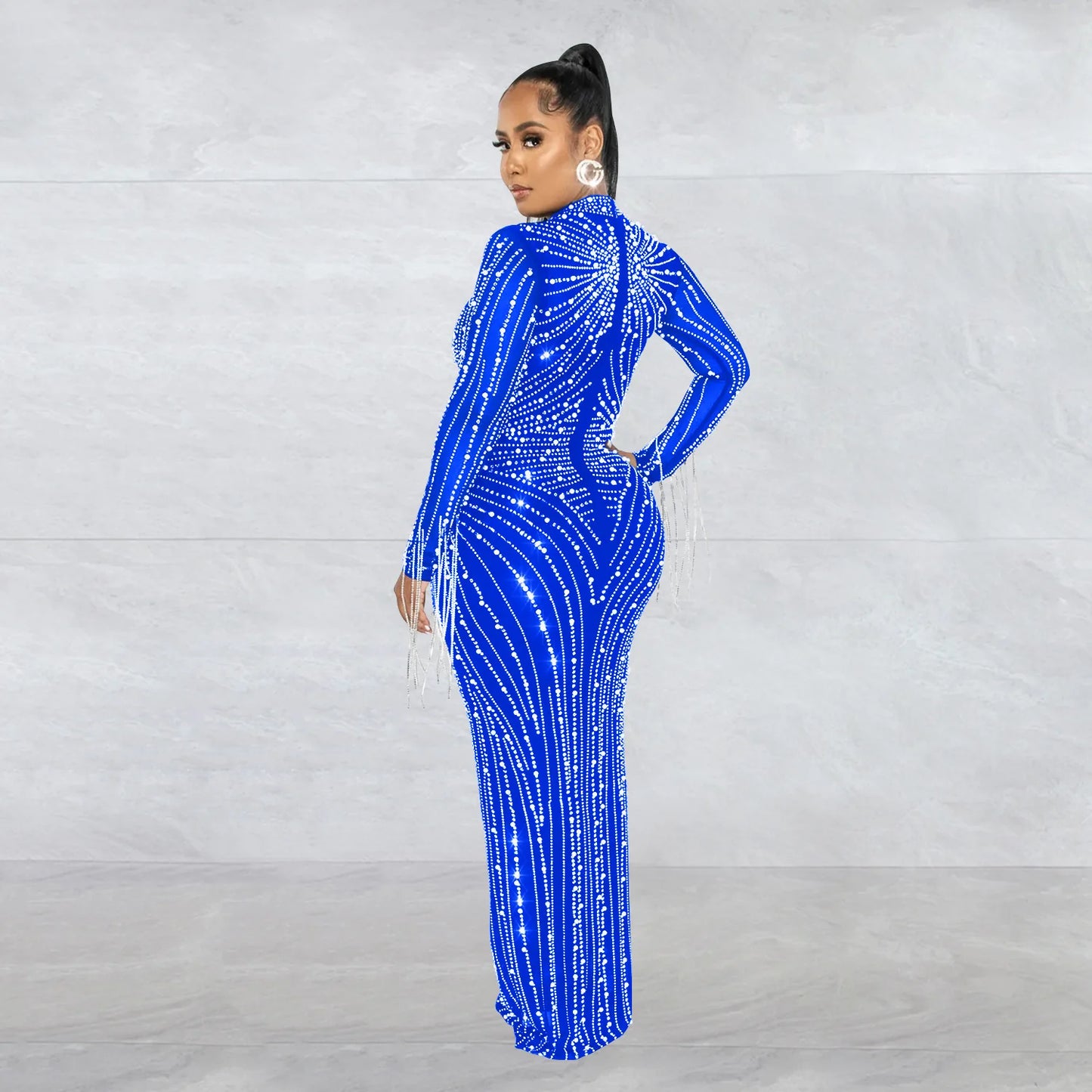 Sparkly Rhinestone Transparent Long party dress 