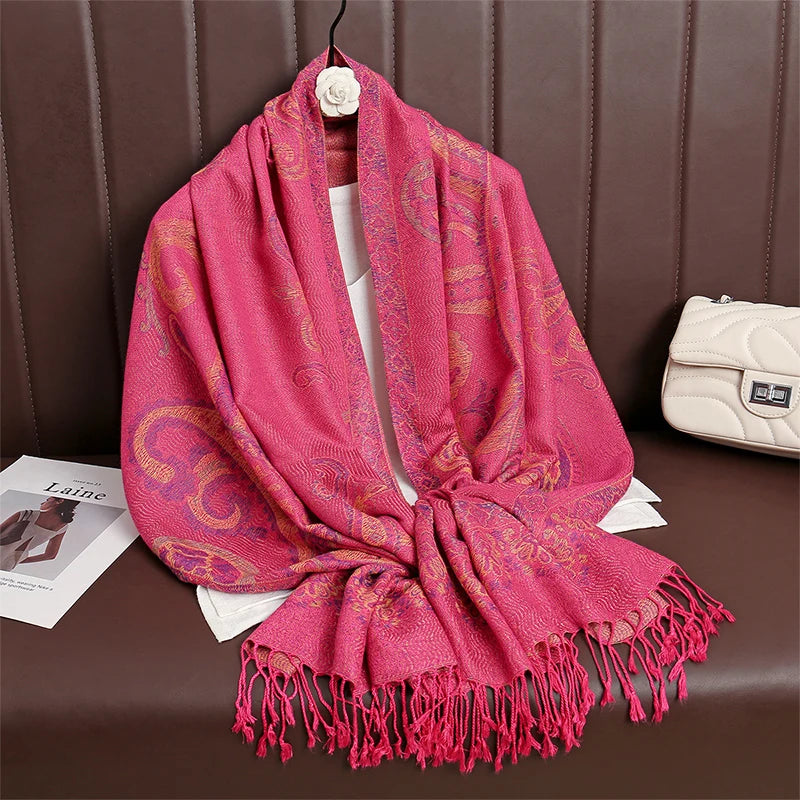 Women’s Paisley Cashmere-Feel Pashmina Shawl 
