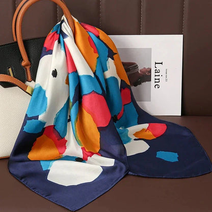 Luxury Print Satin Silk Square Scarf for Women Shawl Hijab Neckerchief Female Hair Ribbon Headband Fashion Wrap Bandana 2023 New l F.A Mirage