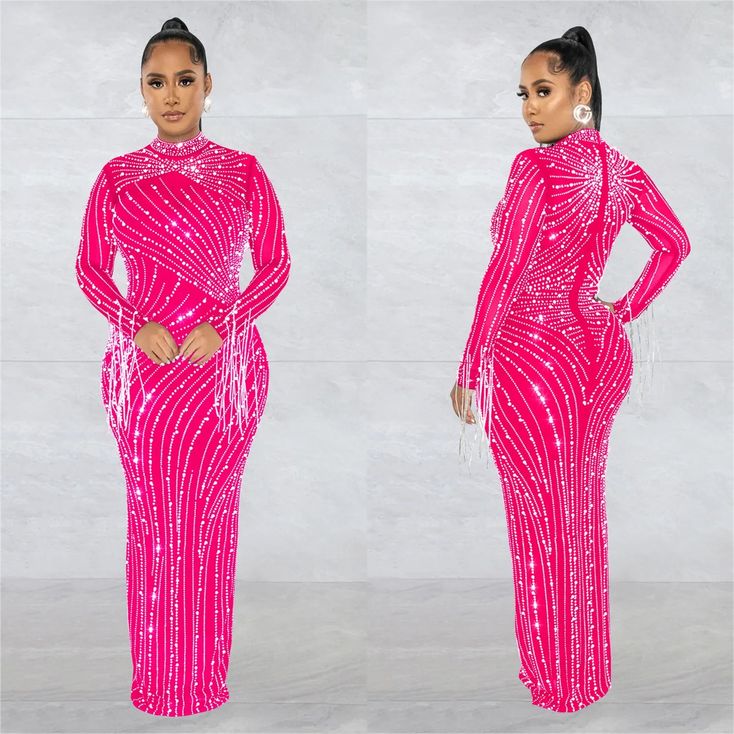Sparkly Rhinestone Transparent Long party dress