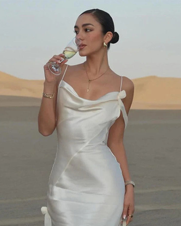 White Satin Maxi Dress