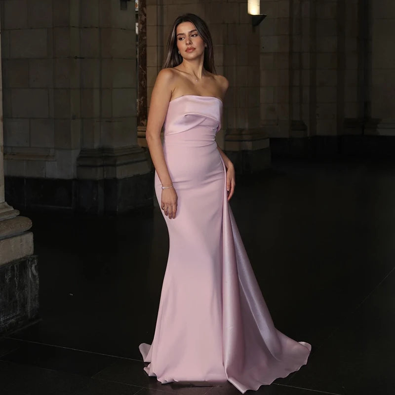 Strapless Pink Satin Dress