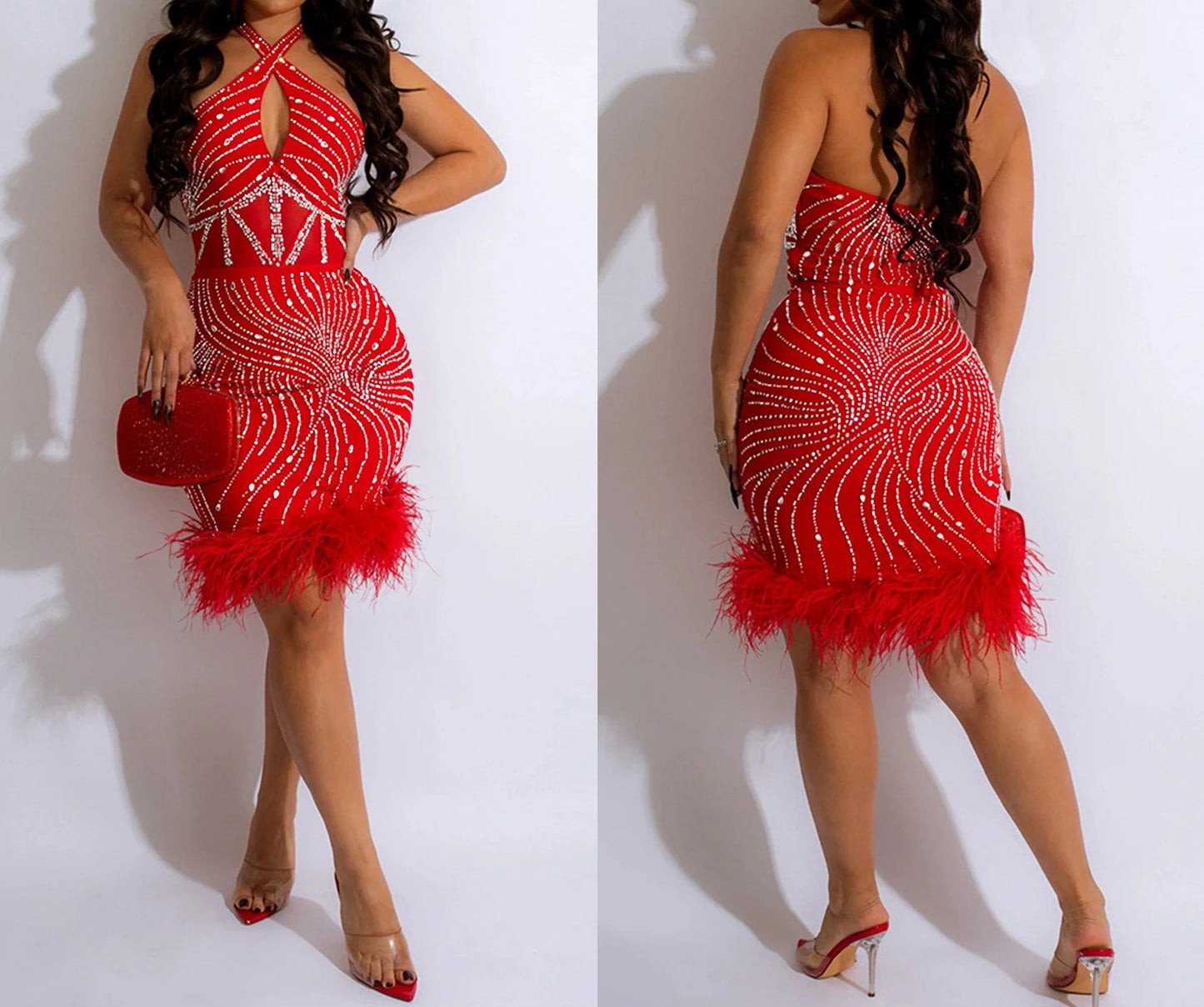 Sparkly Diamonds Elegant Dress Women For Wedding Party Cocktail Prom Dress