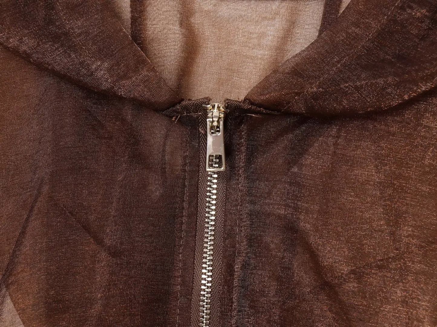 YENKYE Semi-Sheer Organza Hooded Jacket