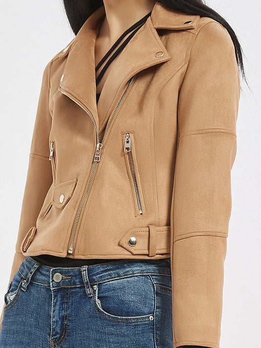 Womens Fashion Soft Faux Suede Leather Jackets 