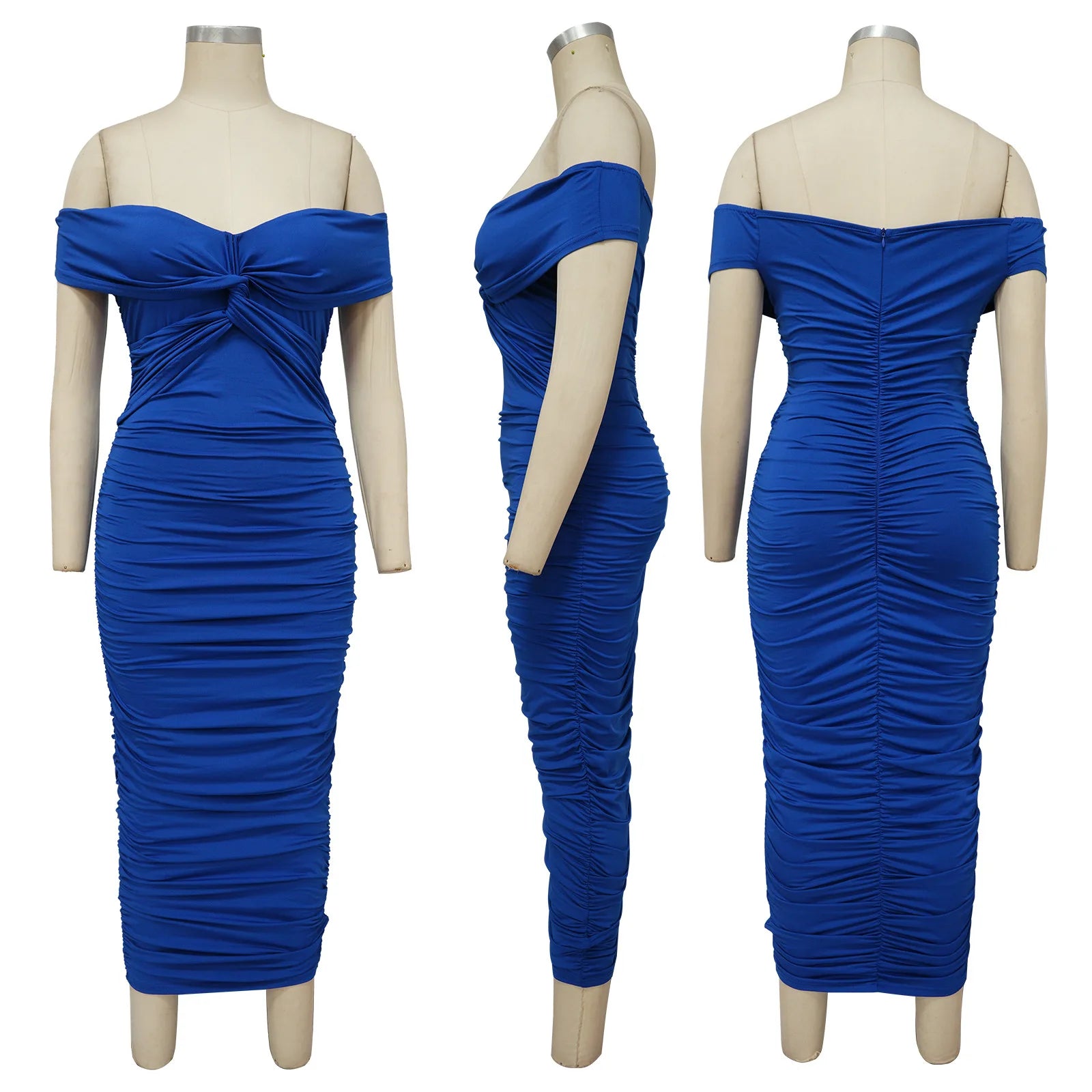 Elegant Off-Shoulder V-Neck Cocktail Dress 