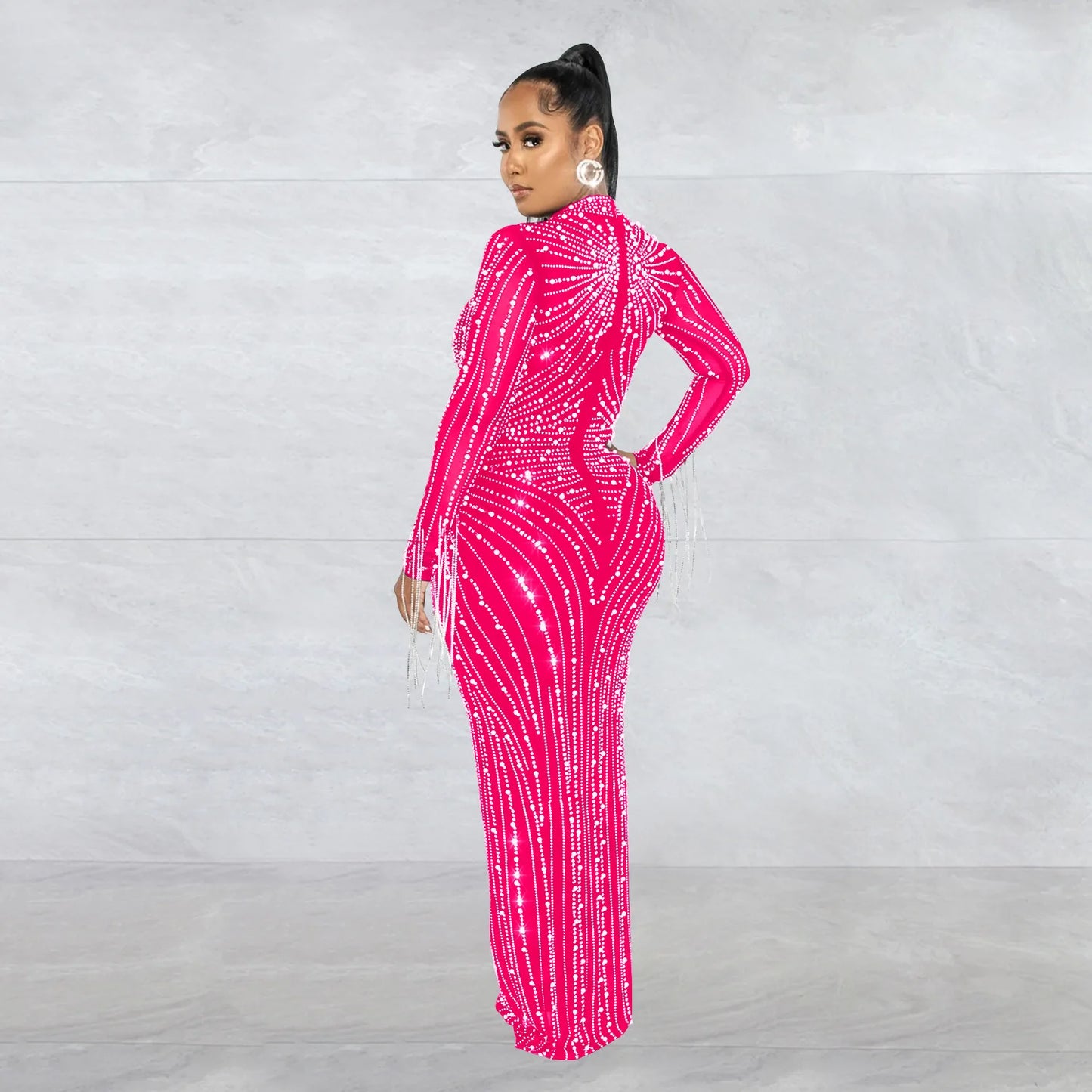 Sparkly Rhinestone Transparent Long party dress