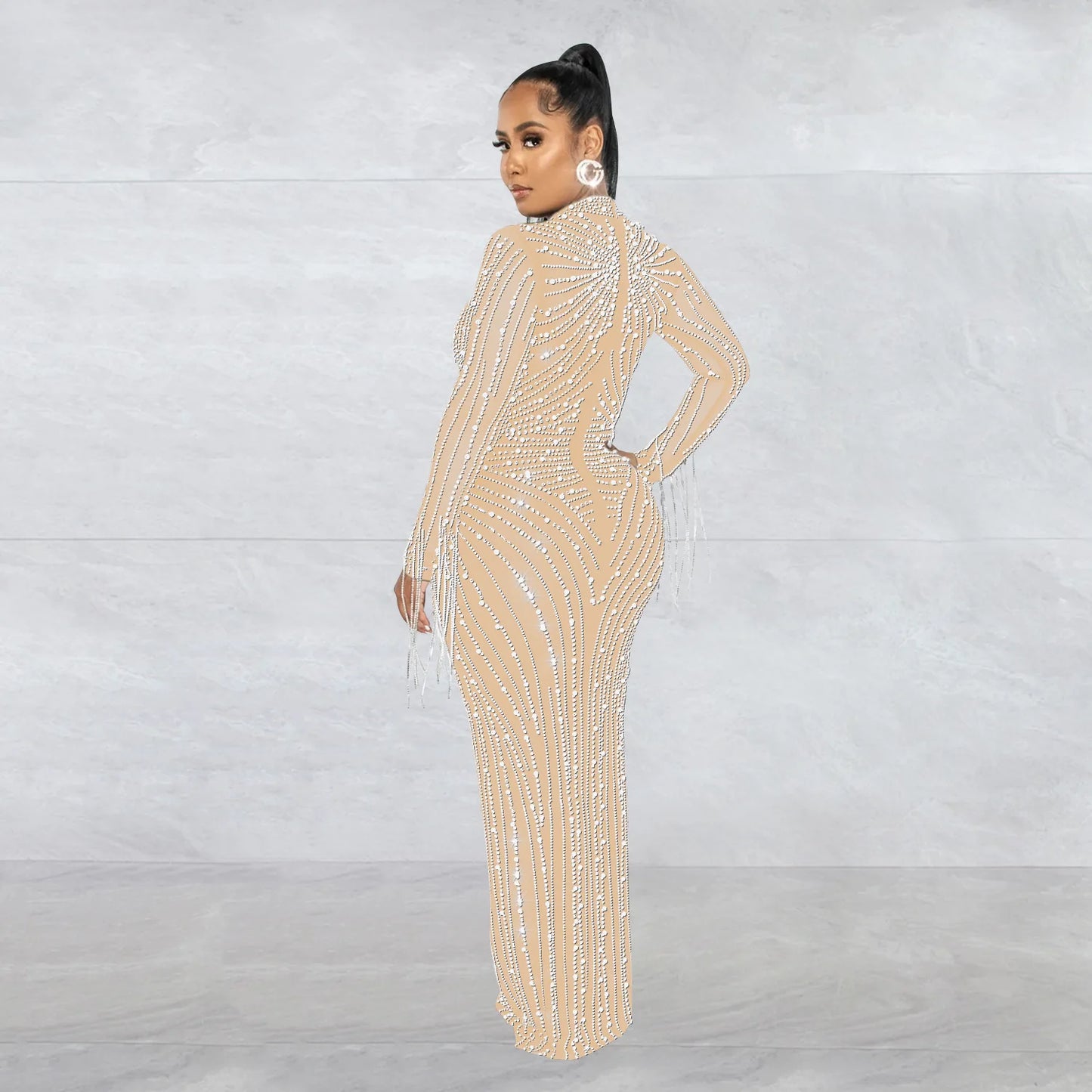 Sparkly Rhinestone Transparent Long party dress