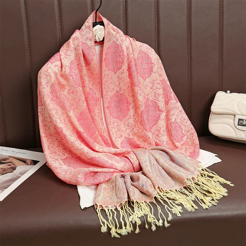 2025 Luxury Thick Cashmere Scarf for Women – Printed Pashmina Wrap, Travel Poncho & Warm Winter Shawl