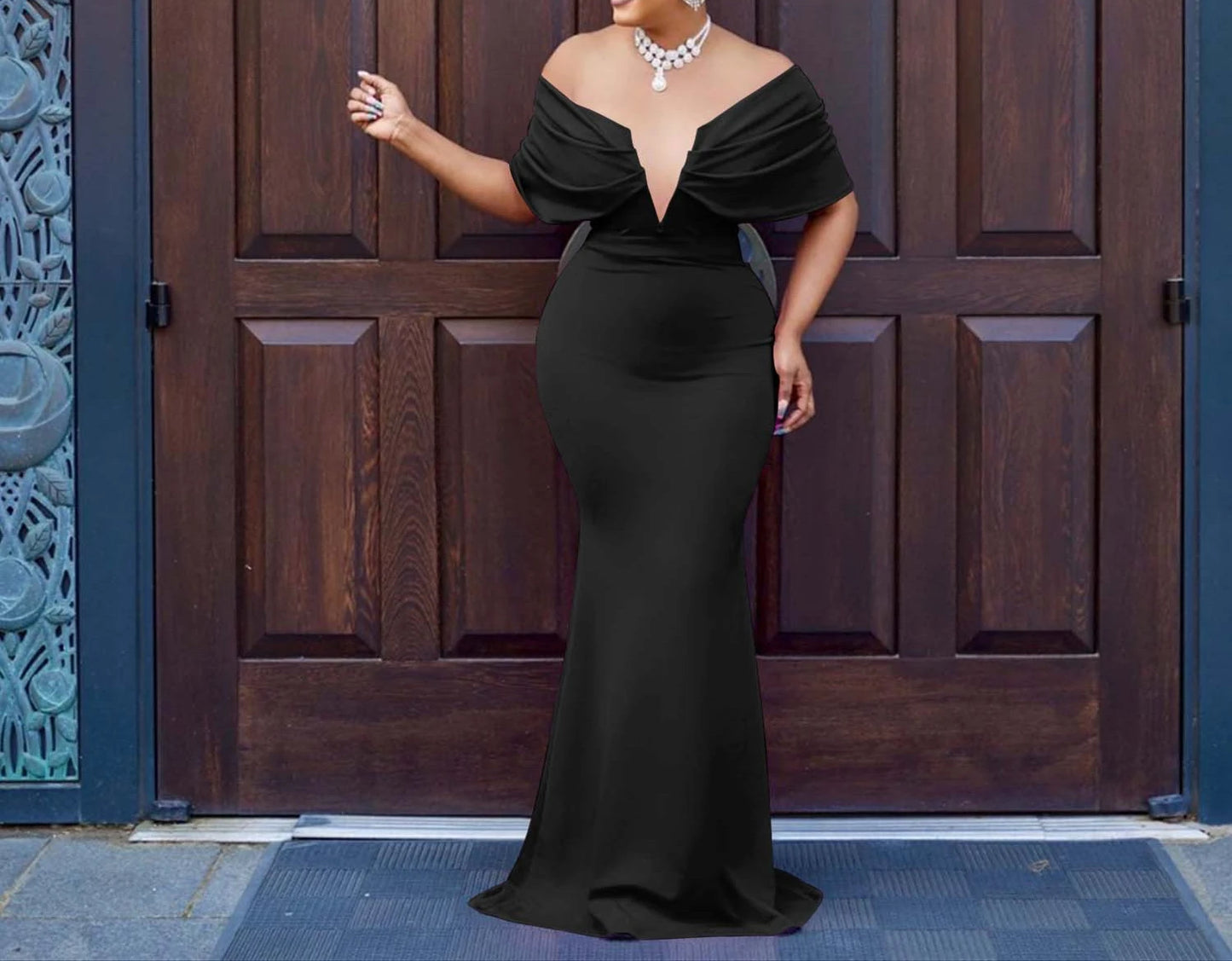Women Sleeveless Bodycon V-neck Off The Shoulder Elegant Party Dresses