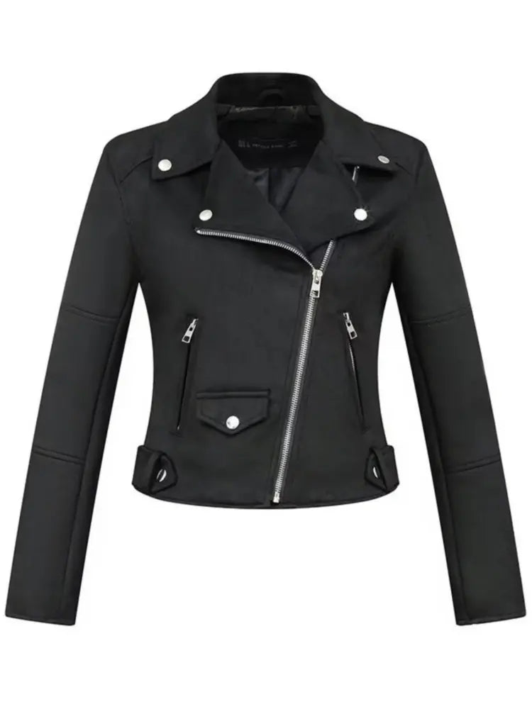Womens Fashion Soft Faux Suede Leather Jackets 