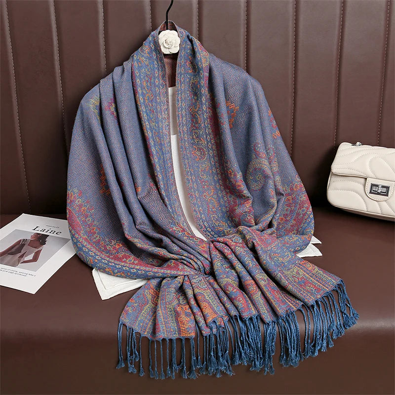 Women’s Paisley Cashmere-Feel Pashmina Shawl 