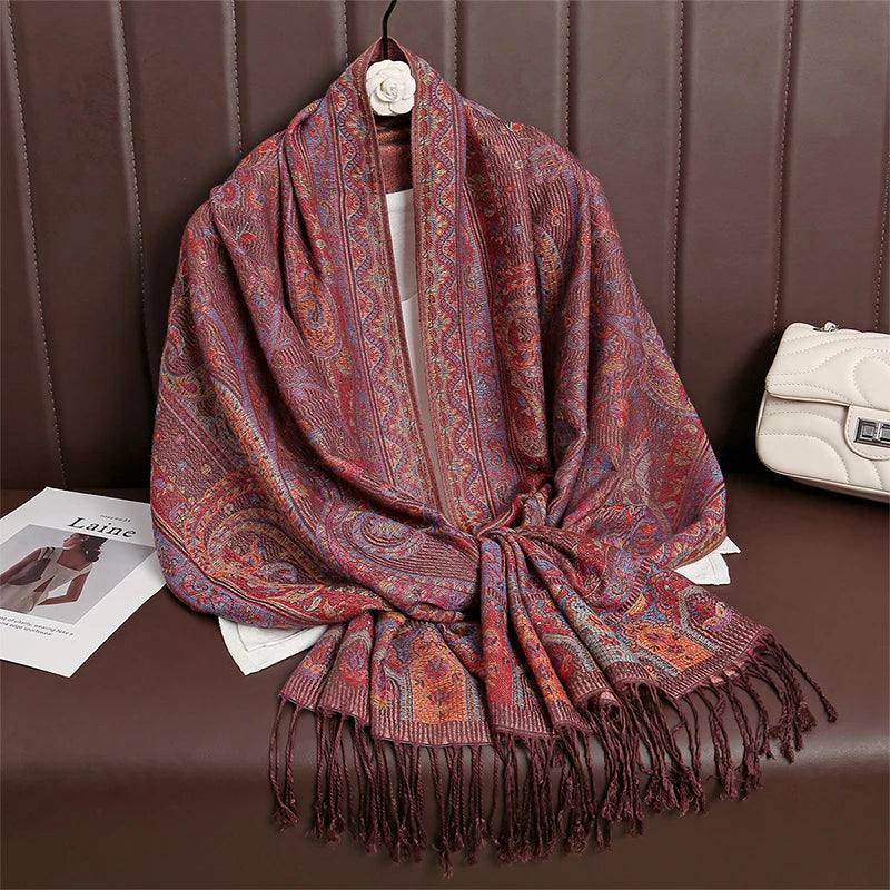 Women’s Paisley Cashmere-Feel Pashmina Shawl 