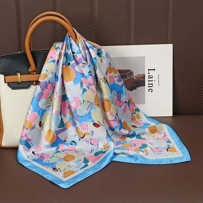 Luxury Print Satin Silk Square Scarf for Women Shawl Hijab Neckerchief Female Hair Ribbon Headband Fashion Wrap Bandana 2023 New l F.A Mirage