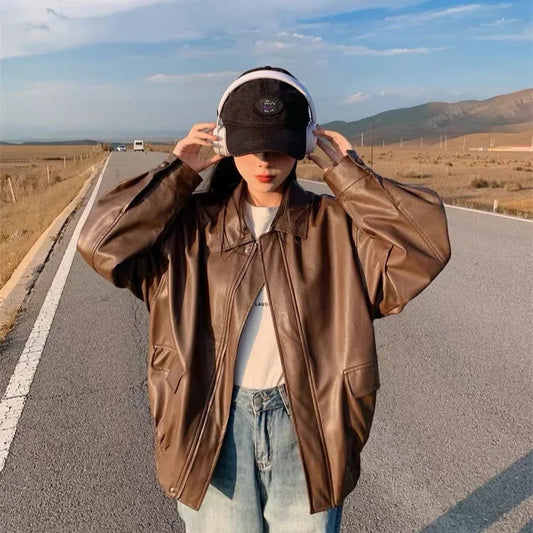 Brown American Vintage Motorcycle Jacket