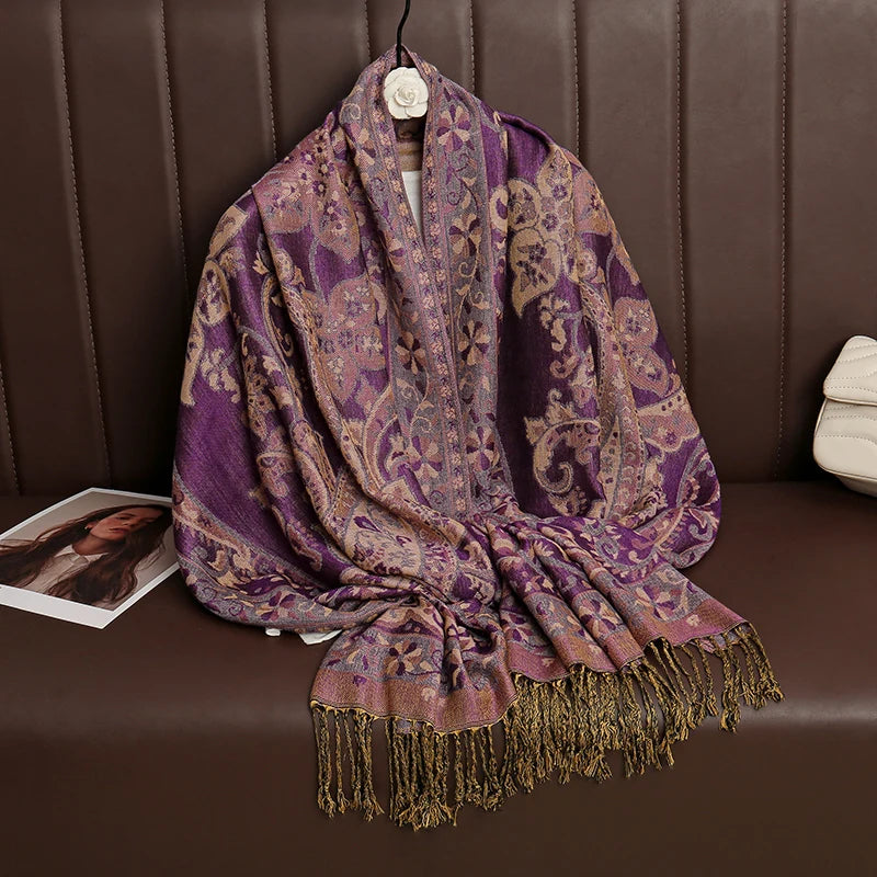 Tassel Blanket Design Thick Pashmina – New Winter Warm Shawl Wrap & Cashmere Scarf for Women 2025