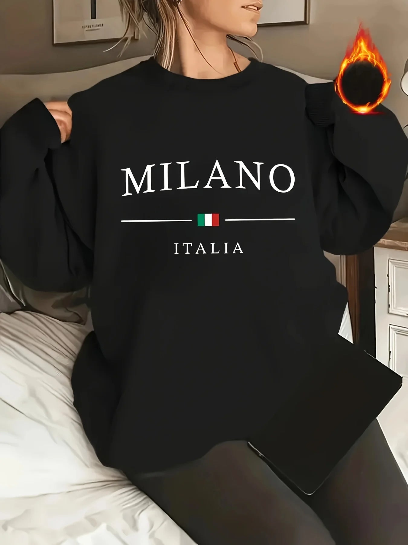 Women’s “MILANO” Oversized Crewneck Sweatshirt – Casual Streetwear Pullover