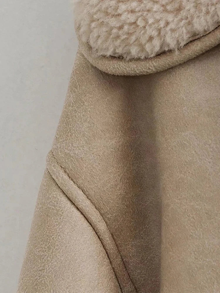 Double Sided Fur One Jacket Cotton Clothes Lamb Wool Coat Leather Jackets Women's Warm Loose Thick Lapel Fashion Casual Overcoat