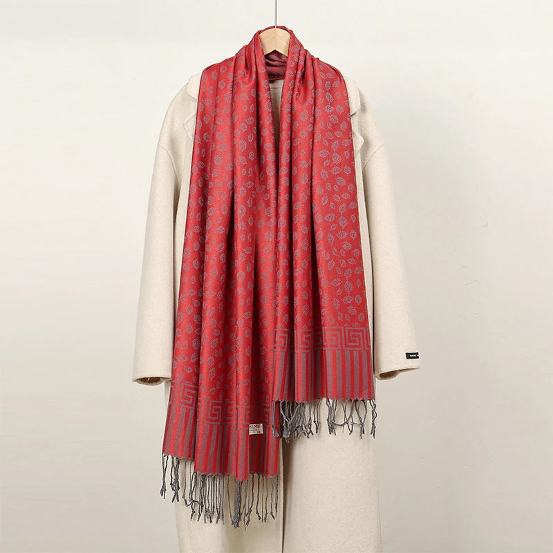 2025 Luxury Thick Cashmere Scarf for Women – Printed Pashmina Wrap, Travel Poncho & Warm Winter Shawl